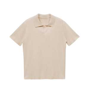 Polo beige pour homme, coupe ajustée élégante, confortable, décontracté, tendance estivale, respirant, en coton - Product Image 6