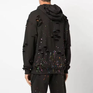 Sweat à capuche unisexe surdimensionné à épaules tombantes en molleton français imprimé avec logo personnalisé 2026, 460 g/m², lourd, délavé, pour hommes - Product Image 4