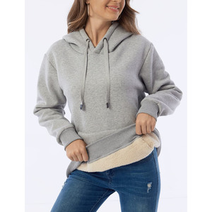 Haute qualité coeur imprimé poche kangourou goutte épaule goutte-épaule sweats à capuche pour femme sweat à manches longues surdimensionné sweats à capuche - Product Image 4