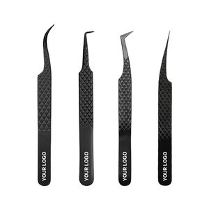 Pinzas de extensión de pestañas de punta de fibra de 65 grados con logotipo personalizado Easy Fans Suministros de pestañas con pinzas de pestañas de Punta regular - Product Image 1