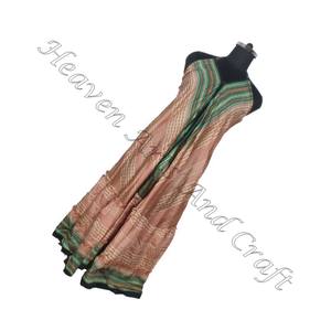 Robe longue bohème d'été vintage en soie sari col V sans manches multicolore vêtements de plage robe longue élégante pour femmes - Product Image 3