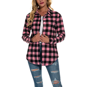Camisa de vestir de franela de manga larga teñida de hilo nuevo de alta calidad para mujer, estilo informal de oficina, servicio OEM para verano, 2024 - Product Image 4