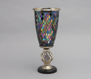 Vase Wax & Wane Vase en verre gris fumé avec accent feuille d'or Vase à fleurs décoratif moderne de luxe pour la maison, le bureau et l'hôtel - Product Image 2