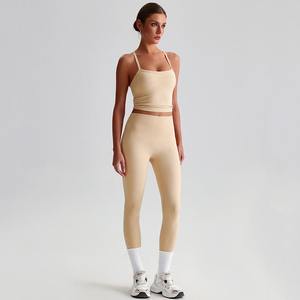 Conjunto Deportivo de 2 Piezas para Mujer, Sujetador Deportivo de Secado Rápido con Cuello en U y Leggings de Yoga, Compresión Ligera, Spandex, para Fitness - Product Image 4