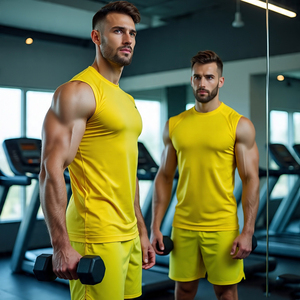 <b>Men's</b> <b>Gym</b> <b>Tank</b> <b>Top</b> <b>Men</b> Fitness Sleeveless TShirt Breathable Sports Vests Male Muscle Fit Bodybuilding Singlets Vests <b>Men</b> - Product Image 1