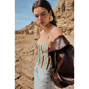 GRIMELANGE ISIAS Blusa de tirantes con detalle de encaje y tela suave y elástica para mujer - Product Image 1