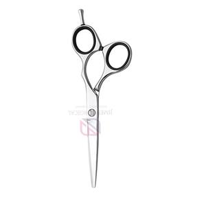 Ciseaux professionnels pour couper les cheveux lisses |   Ciseaux de barbier pour droitiers, en acier inoxydable, pointe aiguë, finition argentée, repose-doigts amovible - Product Image 2