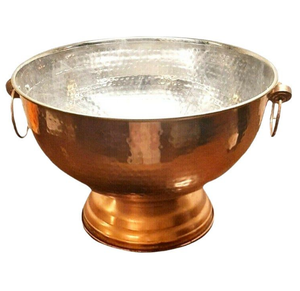 Tazón de metal con acabado de cobre plateado para vino de champán y tazón de hielo con asa Home Hotel Decoración de mesa elegante - Product Image 1