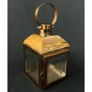 Dernière nouveauté : Lanterne porte-bougie de Noël en acier inoxydable mini, dorée rose, faite à la main et écologique, pour table ou suspension - Product Image 3