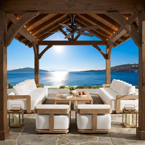 Conjunto de Sofás de Madera de Teca de Lujo para Exteriores, Muebles de Patio Resistentes a la Intemperie, Sofá Seccional Ergonómico y Duradero para Terraza o Gazebo - Product Image 2