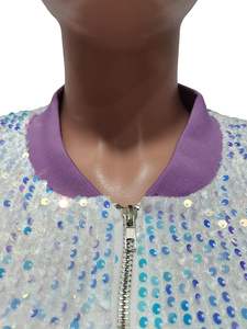 Costumes de jogging pour femmes 2 pièces tenues velours Sequin à manches longues veste à glissière pantalon de survêtement ensemble de survêtement - Product Image 5