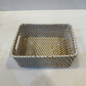 Panier de rangement rectangulaire de luxe en rotin naturel avec ficelle en PP, écologique et multifonctionnel - Product Image 3