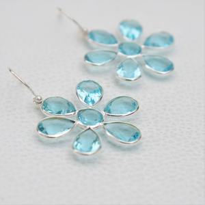 Boucles d'oreilles pendantes tendance pour femmes, en argent sterling 925, pierre de topaze, plaqué platine, bijoux - Product Image 3