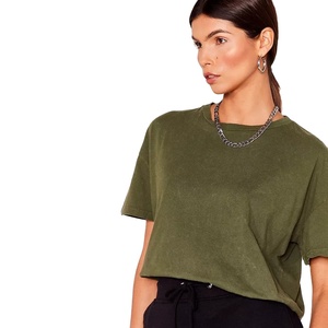TOP OVERSIZE VERT OLIVE T-SHIRTS FEMME FEMMES LOGO PERSONNALISÉ T-SHIRTS - Product Image 1