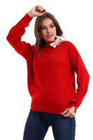 Fabricante de ropa de mujer Bufanda de manga larga Cuello Prendas de punto Suéter Otoño Invierno Nuevo estilo Prendas de punto Oportunidad al por mayor