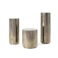 Meilleure arrivée Table basse de style européen pour salon en métal et laiton finition argentée Table centrale à faible hauteur et à dessus rond pour chambre à coucher