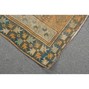 พรมวินเทจ 4x5 ฟุต สีน้ำเงินเหลือง พรมขนสัตว์แท้สไตล์ตุรกี - Product Image 5