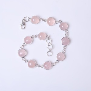 925 argent Sterling fait à la main pierre précieuse rose Rose Quartz Spinner Bracelet 925 solide classique naturel concepteur cadeau de mariage Bracelet - Product Image 5