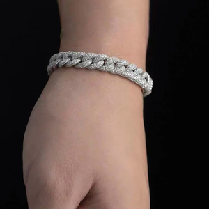 Bracelet cubain hip-hop double rangée serti de diamants avec moissanite en argent sterling 925, prix de vente conseillé 2024 - Product Image 6