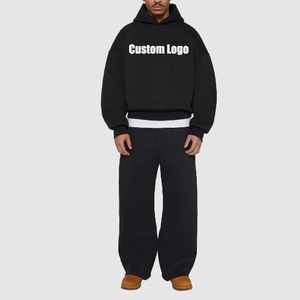 Ensemble de survêtement streetwear unisexe de haute qualité, sweat-shirt à effet délavé et pantalon évasé, survêtement de créateur pour hommes de grande taille - Product Image 1