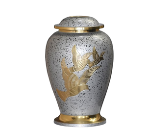 Urnas para Cenizas de Adultos, Urna Funeraria Blanca Plateada Jali Grande para Cenizas de Seres Queridos, Tamaño 10.5" y 220 Cu. en - Product Image 4