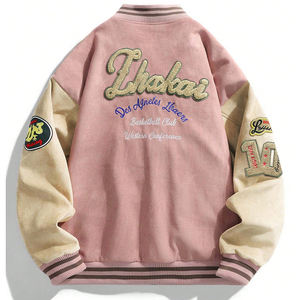 Veste de baseball à lettres brodées pour hommes, veste à taux de gros, coupe ample, vestes d'université de baseball d'automne et d'hiver - Product Image 2