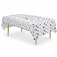 Housse de table jetable en PEVA imperméable avec motif de patte blanche mignonne pour animaux de compagnie, idéale pour la cuisine et la décoration intérieure