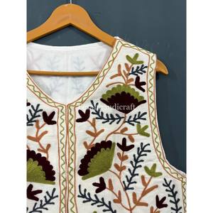 <b>Women's</b> Floral Embroidery Cotton Short Vest Party Wear Open Stitch Winter <b>Waistcoat</b> with Inside Fabric <b>for</b> Winter Accessories - Product Image 4
