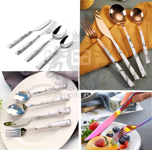 Hot Selling 4pcs Modern Rust Resistant Stainless Steel Cutlery Sets Designer Marble <strong>Handle</strong> Royal Marble Look Mirror Polish - Product Image 6