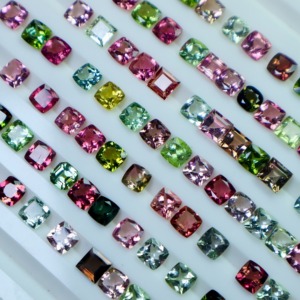 Turmalina natural 5mm corte de cojín piedras preciosas sueltas multicolores para curación y joyería hecha a mano - Product Image 3