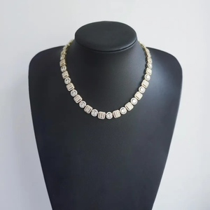 4.5mm Moissanite Cluster <b>Tennis</b> Chain <b>Necklace</b> Iced Diamond Bling 10K Gold/<b>Silver</b> Luxury Hip Hop Classic PT950 for Wedding Gift - Product Image 3