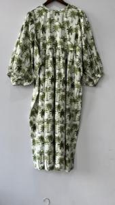 Vestido Midi con estampado bohemio Tropical mangas abullonadas hecho a mano Flowy Summer Resort Wear vestido de algodón informal perfecto para 100% algodón - Product Image 3