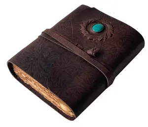 旧货皮革装订日记花园花魔法书阴影绿松石仿古魔法书日记笔记本