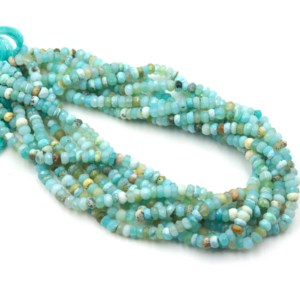 Cuentas de Ópalo Peruano Facetado Más Vendidas, Cuentas de Piedras Preciosas Sueltas para Diseño de Joyas y Artesanía, Cuentas de Piedras Preciosas de Ópalo Natural de 3 mm a 5,5 mm - Product Image 1