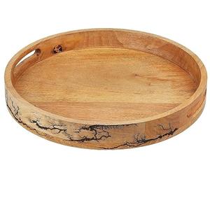 Plateau de service en bois d'acacia Plateau en bois massif de forme carrée avec poignée Décoration élégante de table basse pour les anniversaires - Product Image 5