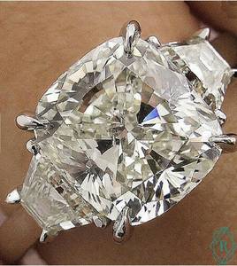 4.00CT <b>Cushion</b> Cut Moissanite VVS Clarity Prong Setting Three Stone Engagement <b>Ring</b> 10K White Gold Fine Jewelry for Women's - Product Image 2