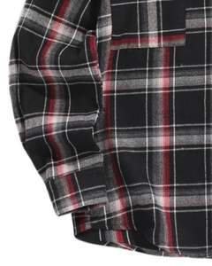 Chemise en flanelle à carreaux noirs et rouges pour hommes, en coton et polyester, manches longues, boutonnée, décontractée, coupe ample, pour la vente en gros - Product Image 5