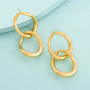 Trendy 193021 Hoop Drop <b>Earrings</b> Geometric Water Drop-shaped Gold Plated Zinc Alloy with Pear <b>Diamond</b> Religious Style Jewelry - Product Image 1