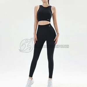 Vêtements de sport pour femmes ensemble de soutien-gorge et de pantalon de Yoga à séchage rapide respirant taille haute motif solide grande taille caractéristique - Product Image 2