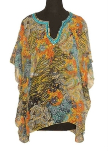 เดรสผ้าชีฟองแต่งระบายสำหรับผู้หญิงชุดกิโมโนแขนทรงหลวมมีเชือกผูกคอสูง - Product Image 2