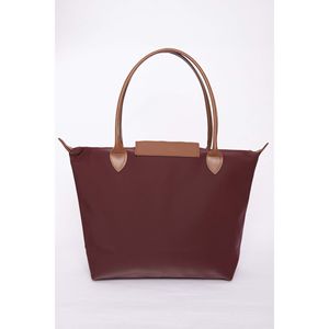 Two-Tone Burgundy PU <b>Leather</b> Flap Hand & Shoulder Bag Water Resistant Feature - Product Image 2