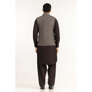 Basic Grey Men's <b>Summer</b> Eastern Wear Waistcoat with Button <b>Decoration</b> Regular Fit Outerwear Model WC-STY25-008 - Product Image 3