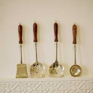 Handmade Brass <b>Cooking</b> Cutlery Set Premium Kitchen Utensil Collection for <b>Cooking</b> Serving Frying and Traditional Indian Kitchen - Product Image 5