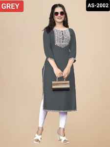 Ropa informal y diaria India Rayón simple con hermoso trabajo de bordado Kurtis elegantes con el precio más bajo y la mejor calidad Kurtis - Product Image 2