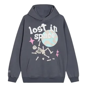 2023 Thiết Kế Mới Unisex Phun In Ấn Hoodies Áo Thun Nhanh Chóng Khô Hộp Sọ Và Xương In Hoodies Thoáng Khí OEM Tùy Chỉnh