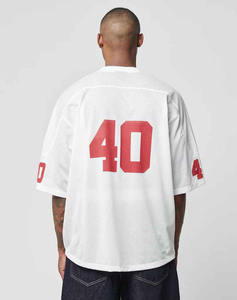 Camiseta de malla con logotipo de serigrafía Retro personalizada, ropa de calle de fútbol americano cuadrada recortada, camiseta para hombre, estilo de camiseta de fútbol - Product Image 6