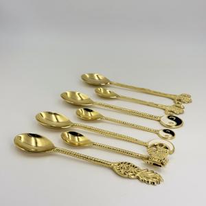 Ensemble de couverts en laiton à manche côtelé doré, personnalisable avec logo, pour café et thé, prix raisonnable, R B Overseas - Product Image 5