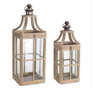 Lanterne à bougie en bois vintage de haute qualité, design fini à la main avec porte-bougie en verre suspendu en métal, décoration élégante - Product Image 4