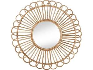 Venta al por mayor espejo de ratán de pared con diseño de flores, espejo de tocador, último espejo de decoración del hogar en la India - Product Image 2