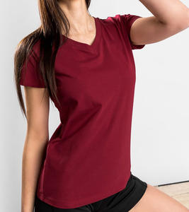Camiseta Deportiva Personalizada de Verano 2026, Color Sólido, Algodón Puro, Cuello Redondo, Manga Corta, 240g, Informal para Mujer, Contraste de Color, Fitness, Suave - Product Image 4
